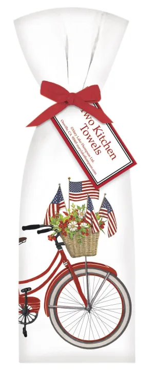 4th of July Bicycle with Basket Kitchen Towels