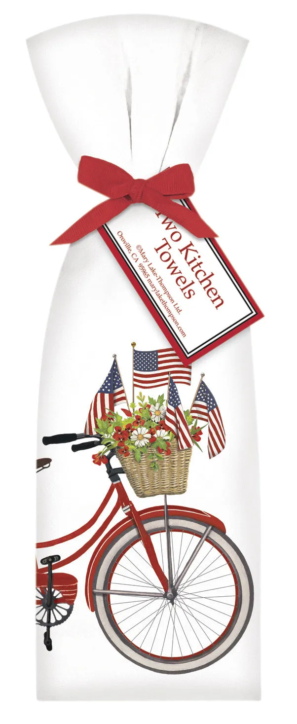 4th of July Bicycle with Basket Kitchen Towels