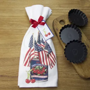 American Flags in Tart Cherry Can Flour Sack Towels