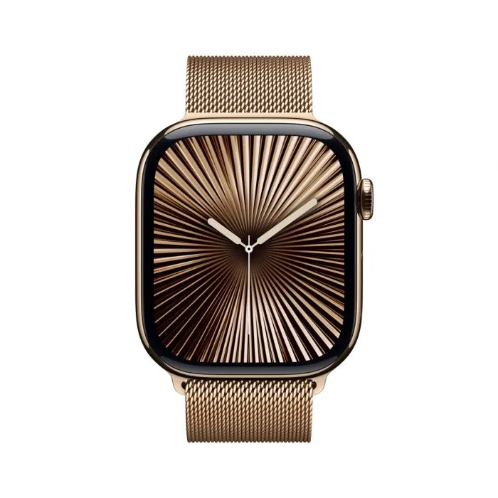 Apple Watch Series 10 GPS   Cellular Gold Titanium Case with Gold Milanese Loop