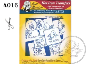 Aunt Martha's® 4016, Barn Animals, Transfer Pattern, Hot Iron Transfers, Uncut, Unopened Transfers