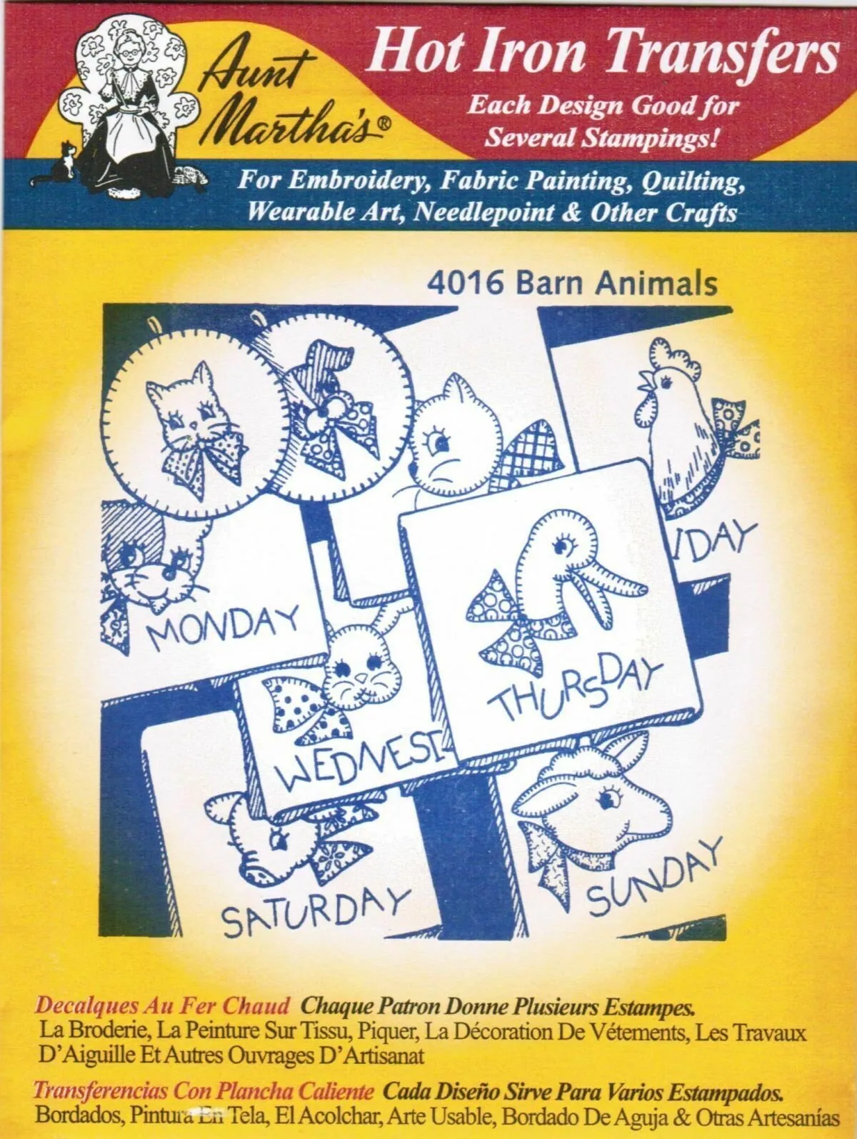 Aunt Martha's® 4016, Barn Animals, Transfer Pattern, Hot Iron Transfers, Uncut, Unopened Transfers
