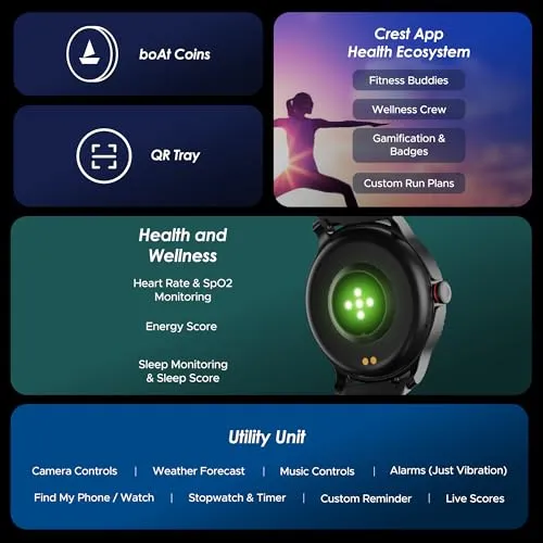 boAt Newly Launched Lunar Discovery w/ 1.39" (3.5 cm) HD Display, Turn-by-Turn Navigation, DIY Watch Face Studio, Bluetooth Calling, Emergency SOS, QR Tray, Smart Watch for Men & Women(Active Black)
