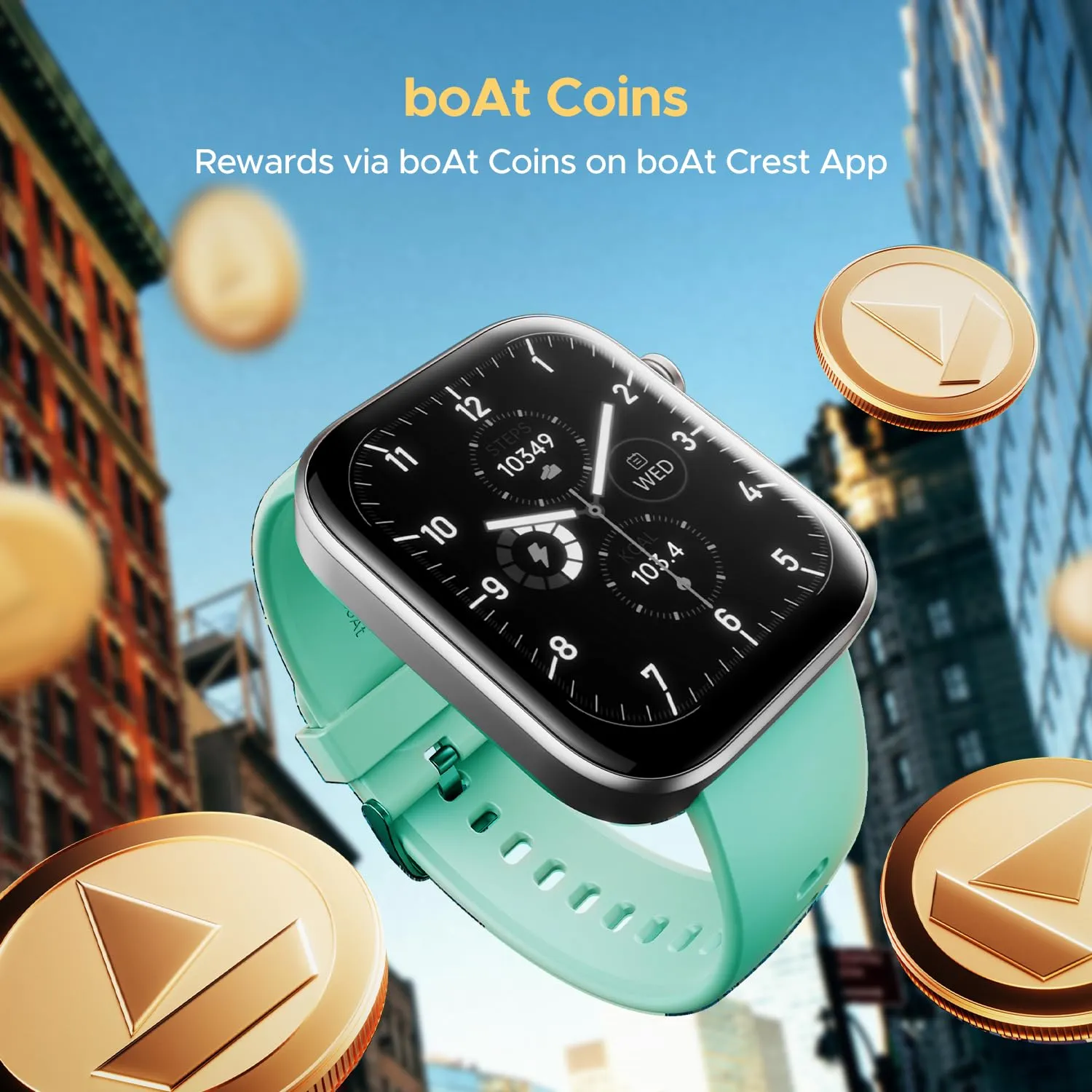 boAt Storm Call 3 w/Turn-by-Turn Navigation, 1.83” HD Display, Bluetooth Calling, Crest  OS, QR Tray, Watch Face Studio, Coins, Emergency SOS Smart Watch for Men & Women(Mint Green)