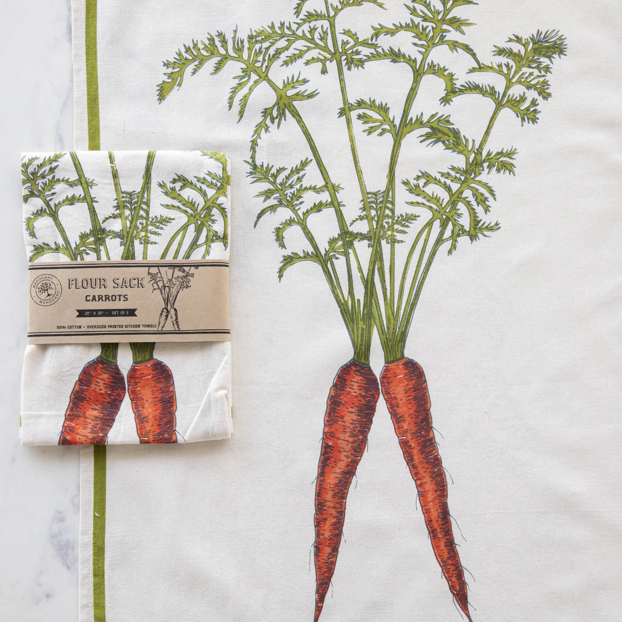 Carrot Flour Sack Kitchen Towel Set of 2