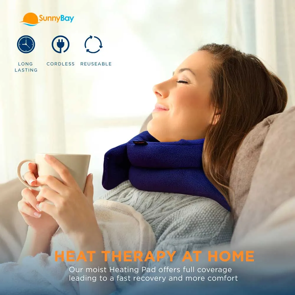 Cotton Hands-free Microwavable Neck Heating Wrap, Blue
