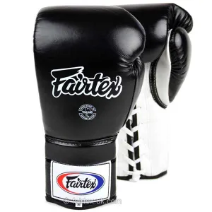 Fairtex BGL3 Lace-up Sparring Gloves - Black-White