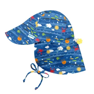 Flap Sun Protection Hat-Royal Blue Sea Friends