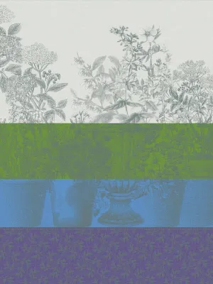 Floraison Rayé Blue Tea Towel by Le Jacquard Francais