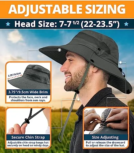 Geartop Wide Brim Sun Hat For Womens And Mens Sun Hats Uv Protection Dark Grey