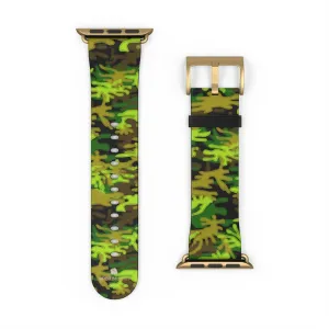 Green Brown Camo Watch Band, Camo Print 38mm/42mm Watch Band For Apple Watch- Made in USA