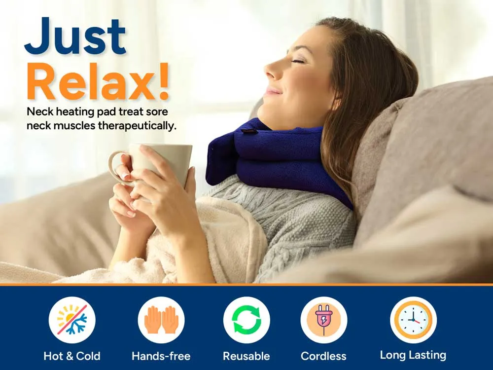 Hands-free Microwavable Neck Heating Wrap, Skyblue