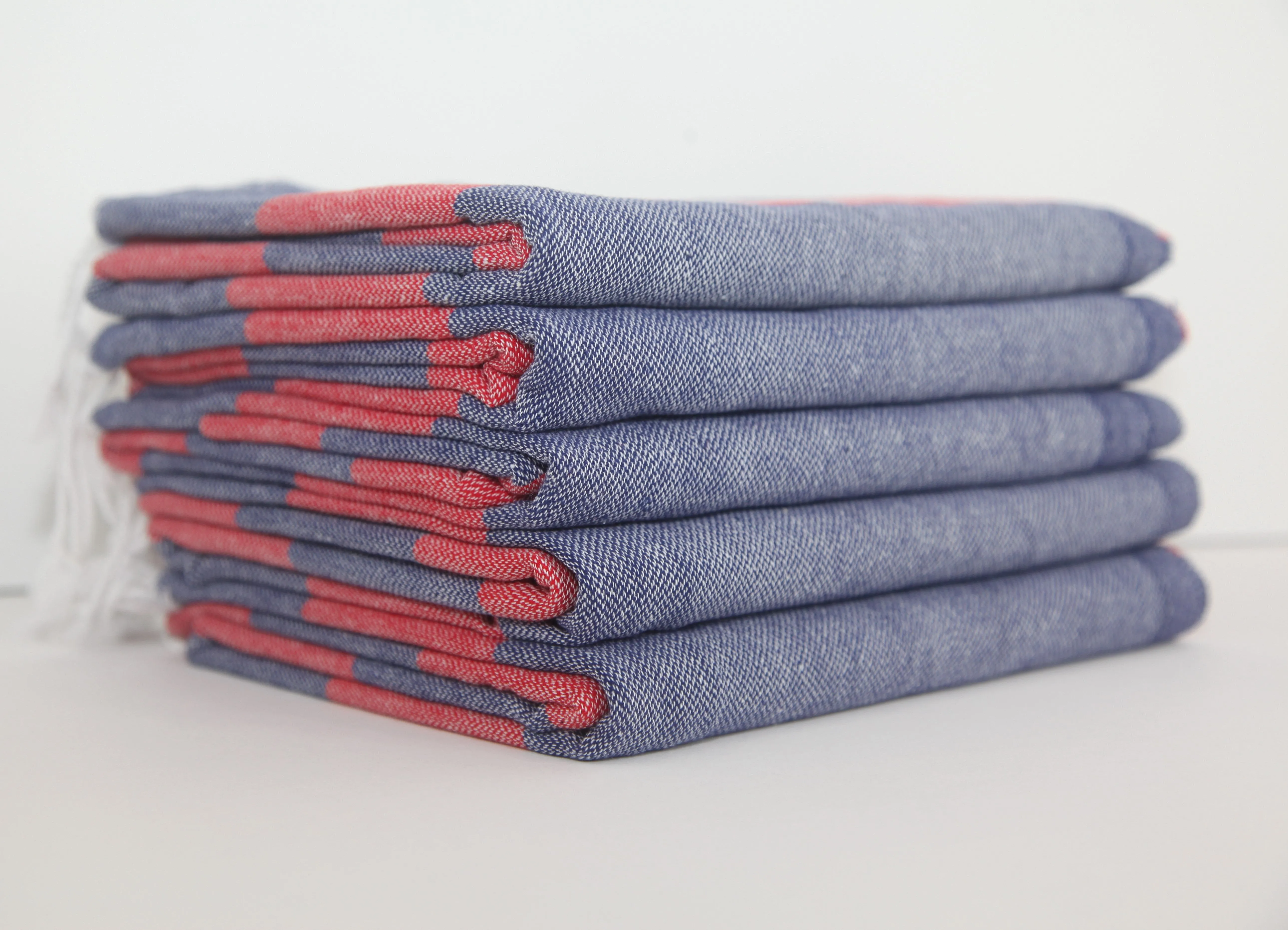 MONACO RED NAVY STRIPE TURKISH TOWEL