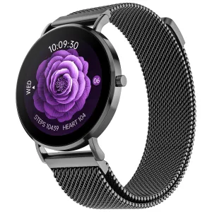 Noise Diva 2 Fashion Smart Watch for Women - Sleekest Dial, 36mm AMOLED Display, Snug Fit, Improved Female Cycle Tracker, BT Calling, Sleep Tracking, AI Voice Assistant, Password Protection-Black Link