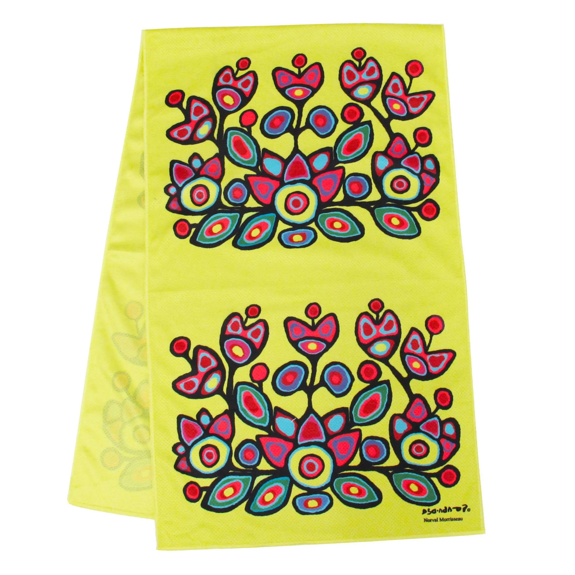 Norval Morrisseau Floral on Yellow Cooling Towel