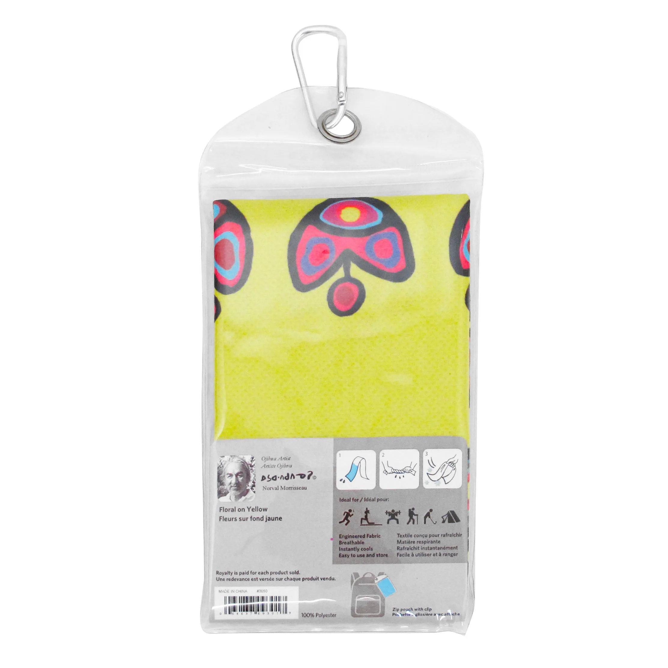 Norval Morrisseau Floral on Yellow Cooling Towel