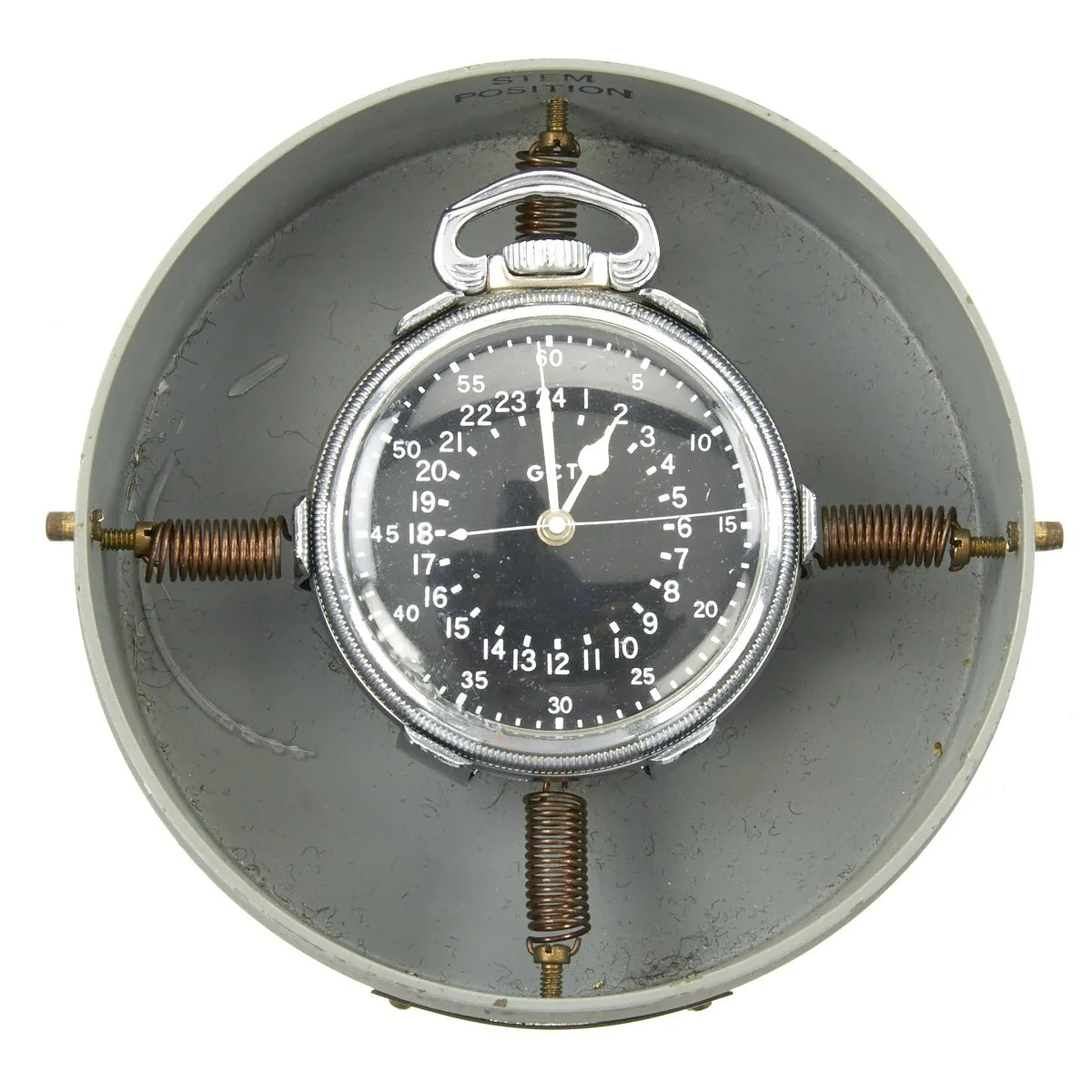 Original WWII USAAF 1942 Hamilton AN5740 G.C.T Navigator Pocket Watch with Carry Case