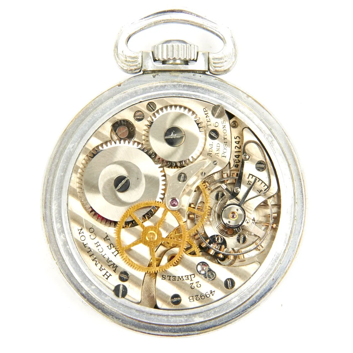 Original WWII USAAF 1943 Hamilton AN5740 G.C.T Navigator Pocket Watch with Case