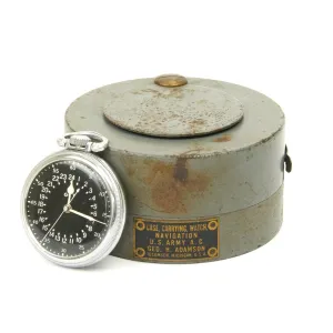 Original WWII USAAF 1943 Hamilton AN5740 G.C.T Navigator Pocket Watch with Case