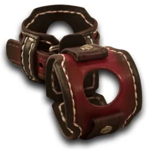 Oxblood Stressed Samsung Leather Cuff Watch Band