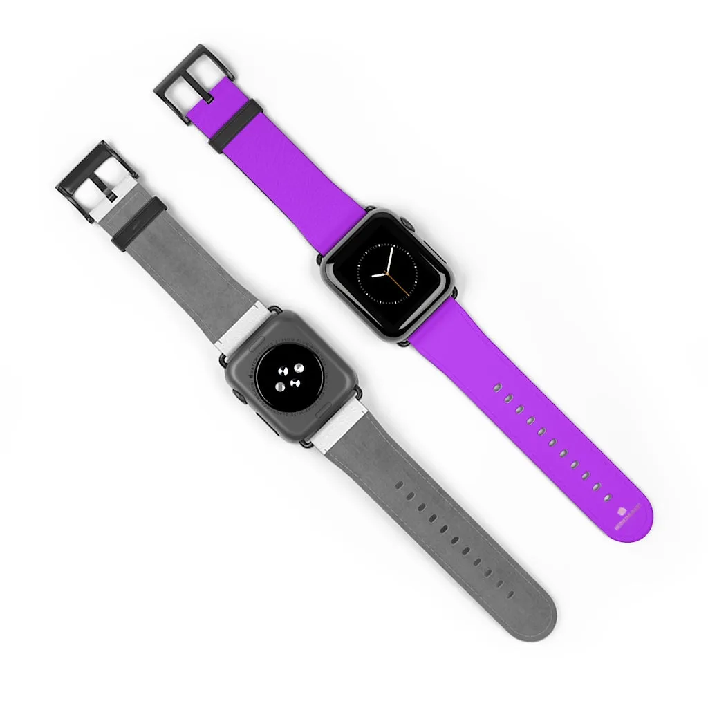 Purple Solid Colour Watch Band, Solid Color Print 38mm/42mm Watch Band For Apple Watches- Made in USA