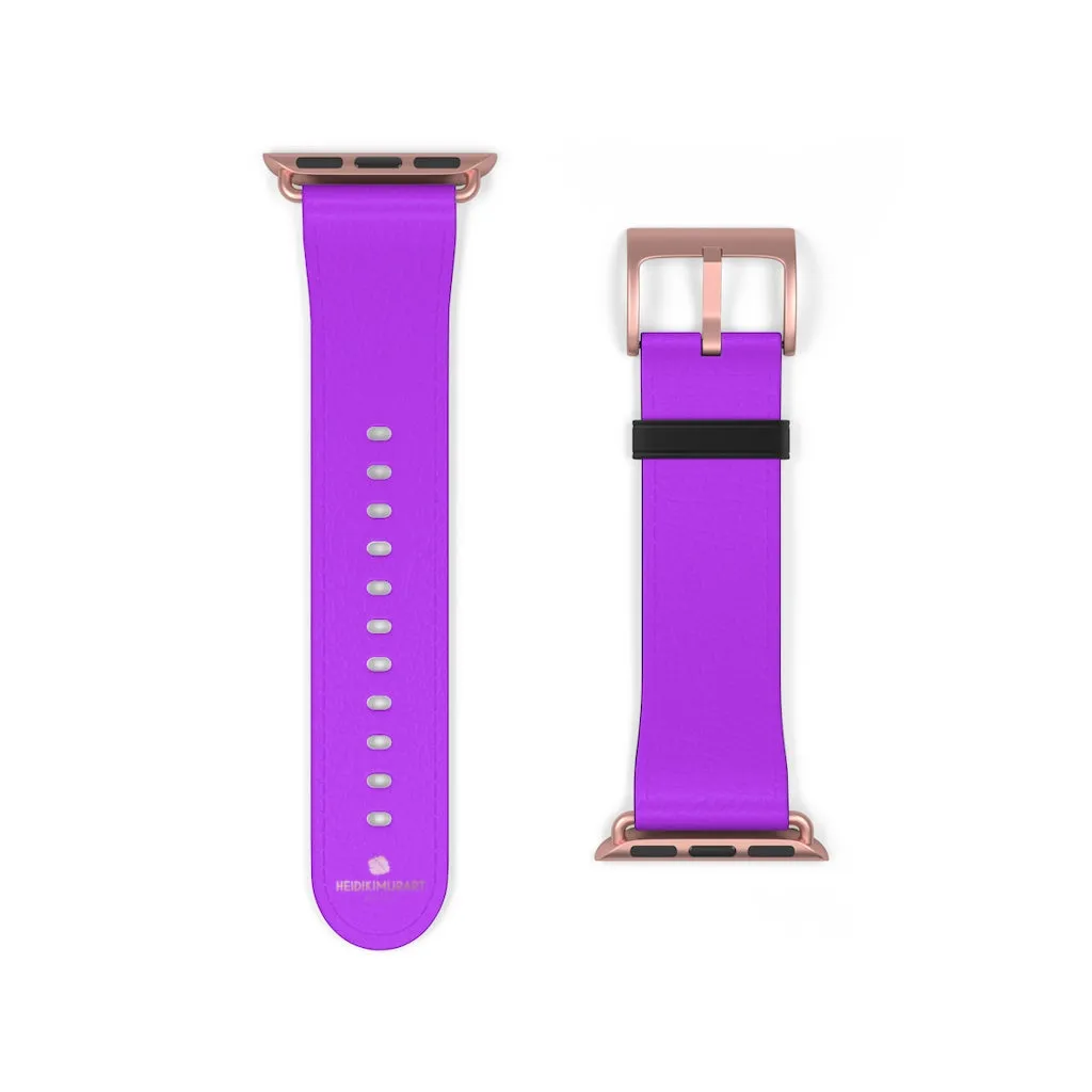 Purple Solid Colour Watch Band, Solid Color Print 38mm/42mm Watch Band For Apple Watches- Made in USA