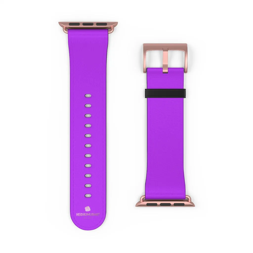 Purple Solid Colour Watch Band, Solid Color Print 38mm/42mm Watch Band For Apple Watches- Made in USA