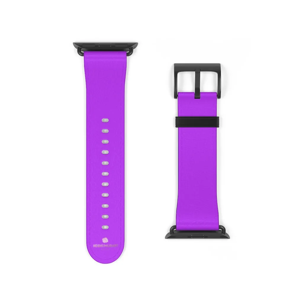 Purple Solid Colour Watch Band, Solid Color Print 38mm/42mm Watch Band For Apple Watches- Made in USA