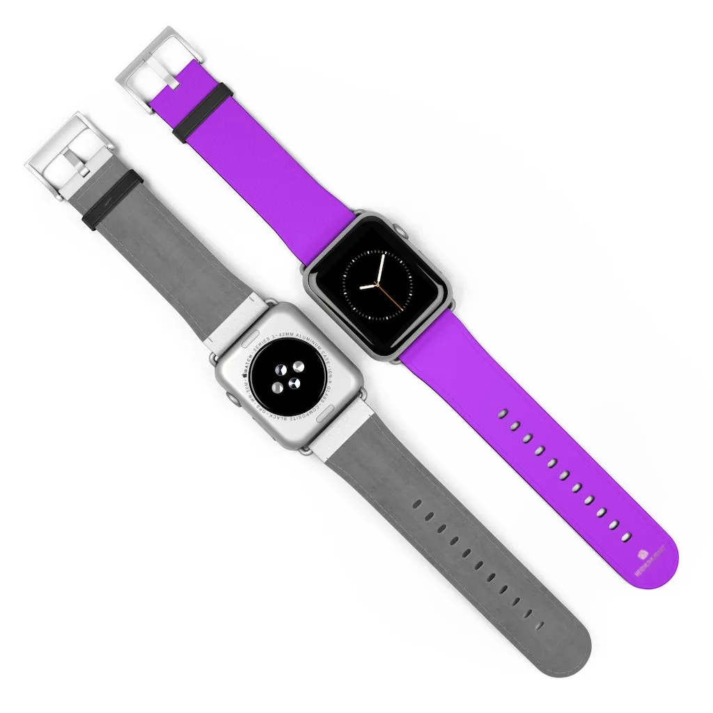 Purple Solid Colour Watch Band, Solid Color Print 38mm/42mm Watch Band For Apple Watches- Made in USA