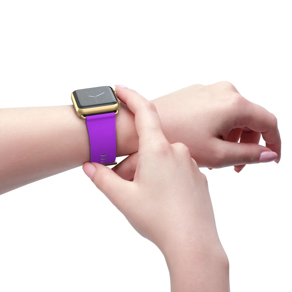 Purple Solid Colour Watch Band, Solid Color Print 38mm/42mm Watch Band For Apple Watches- Made in USA