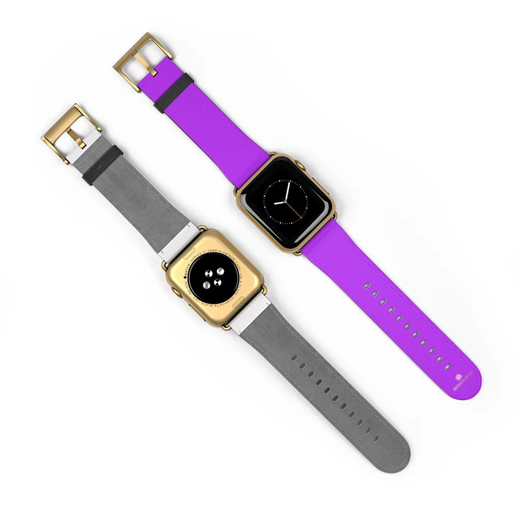 Purple Solid Colour Watch Band, Solid Color Print 38mm/42mm Watch Band For Apple Watches- Made in USA