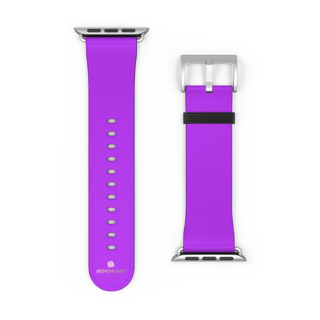 Purple Solid Colour Watch Band, Solid Color Print 38mm/42mm Watch Band For Apple Watches- Made in USA