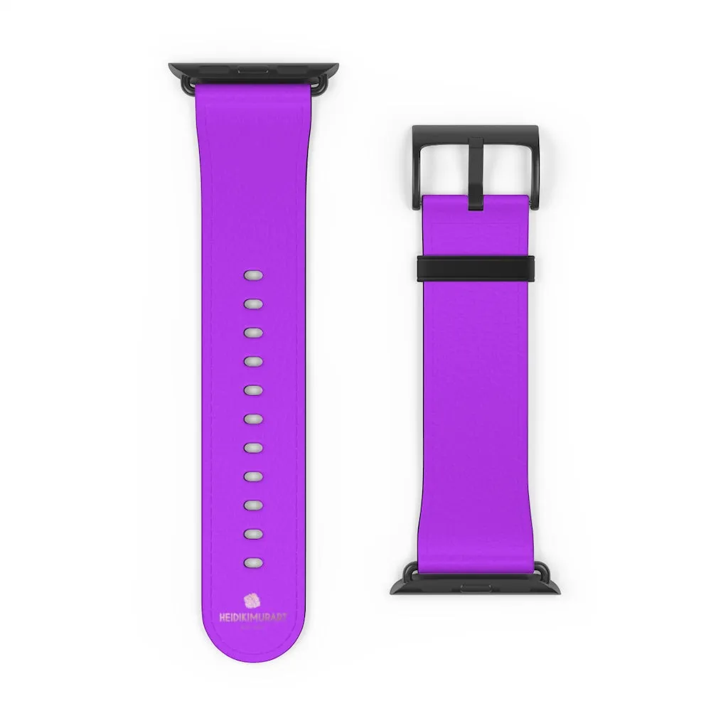 Purple Solid Colour Watch Band, Solid Color Print 38mm/42mm Watch Band For Apple Watches- Made in USA