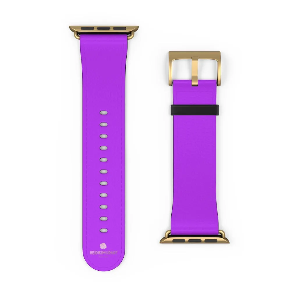 Purple Solid Colour Watch Band, Solid Color Print 38mm/42mm Watch Band For Apple Watches- Made in USA