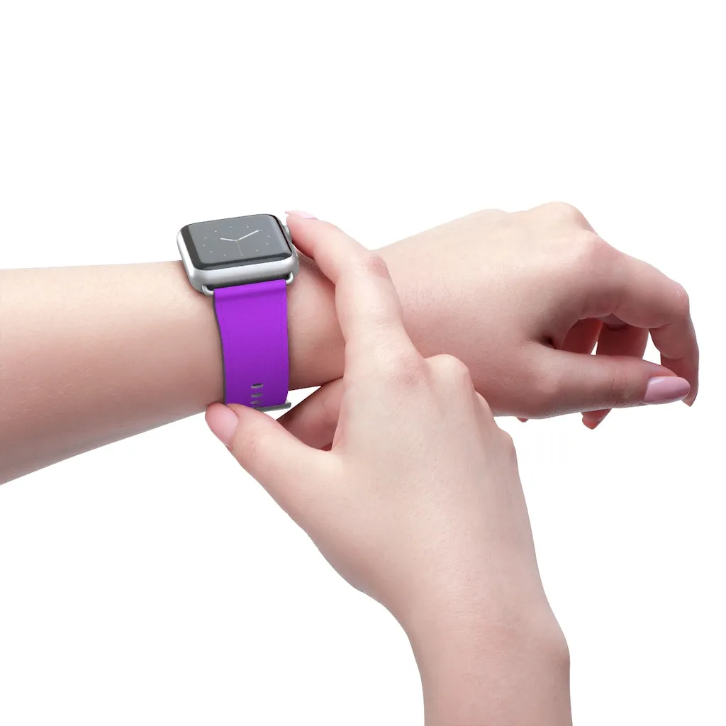 Purple Solid Colour Watch Band, Solid Color Print 38mm/42mm Watch Band For Apple Watches- Made in USA