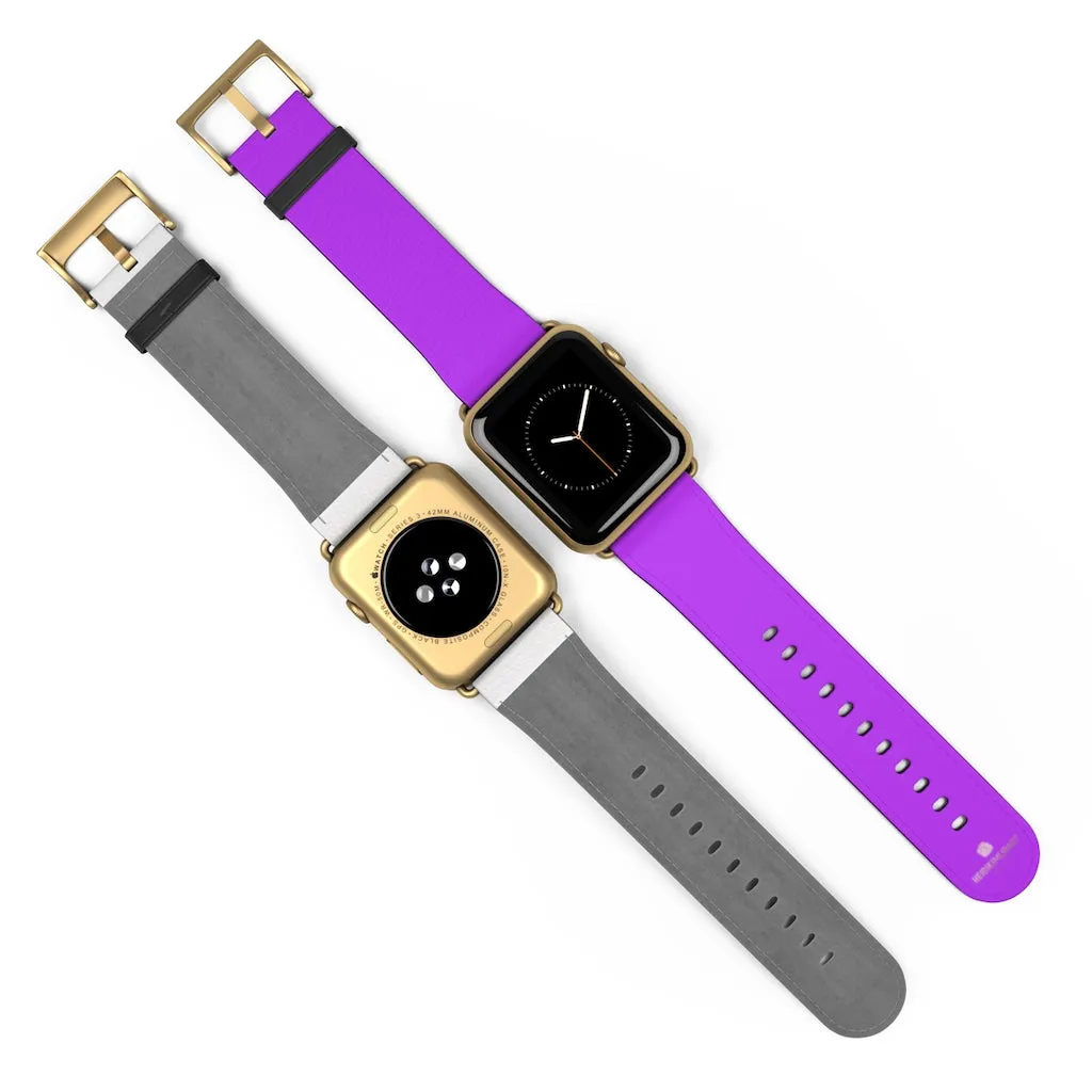 Purple Solid Colour Watch Band, Solid Color Print 38mm/42mm Watch Band For Apple Watches- Made in USA