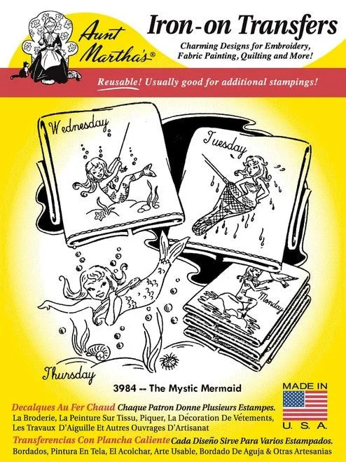 The Mystic Mermaid, 3984, Aunt Martha's®, Transfer Pattern, Hot Iron Transfers