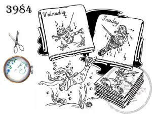 The Mystic Mermaid, 3984, Aunt Martha's®, Transfer Pattern, Hot Iron Transfers