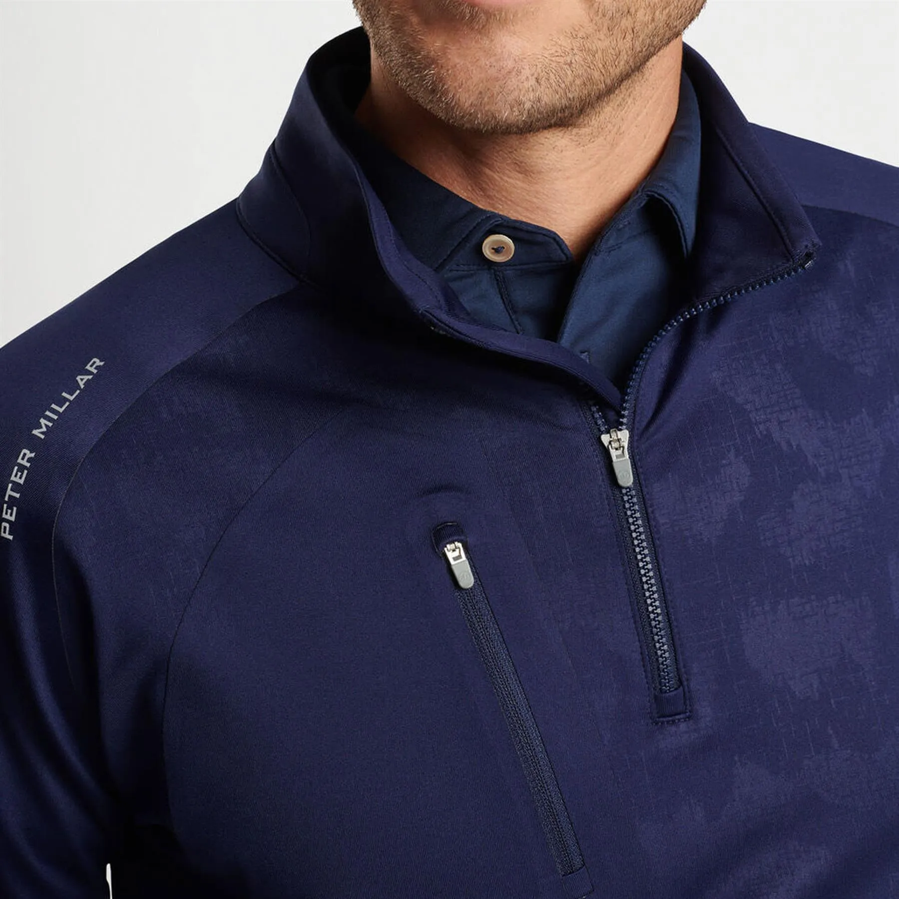 Verge Windowpane Camo Performance Quarter Zip Navy - AW24
