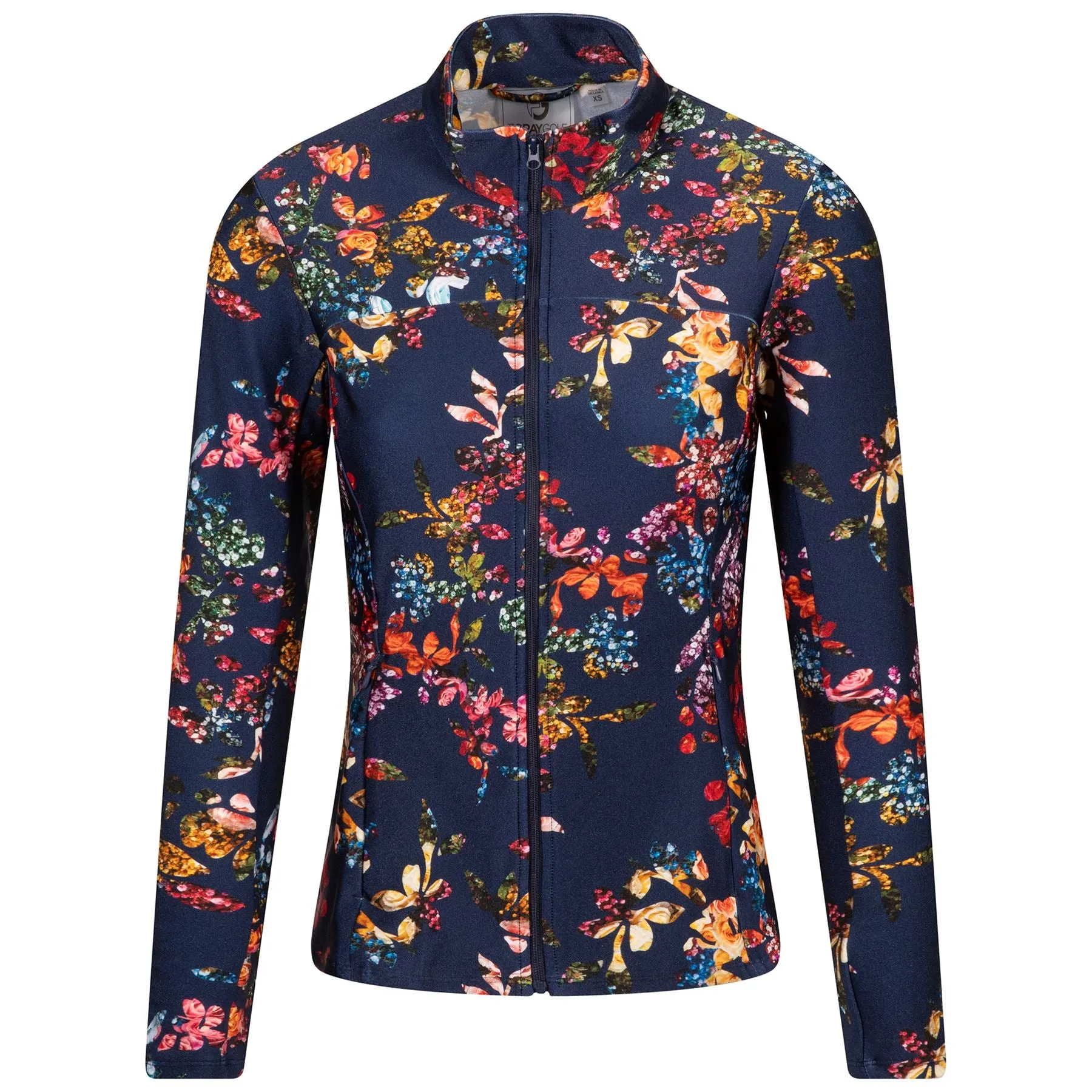 Womens Printed Full Zip Layering Navy Graphic Floral - SS23