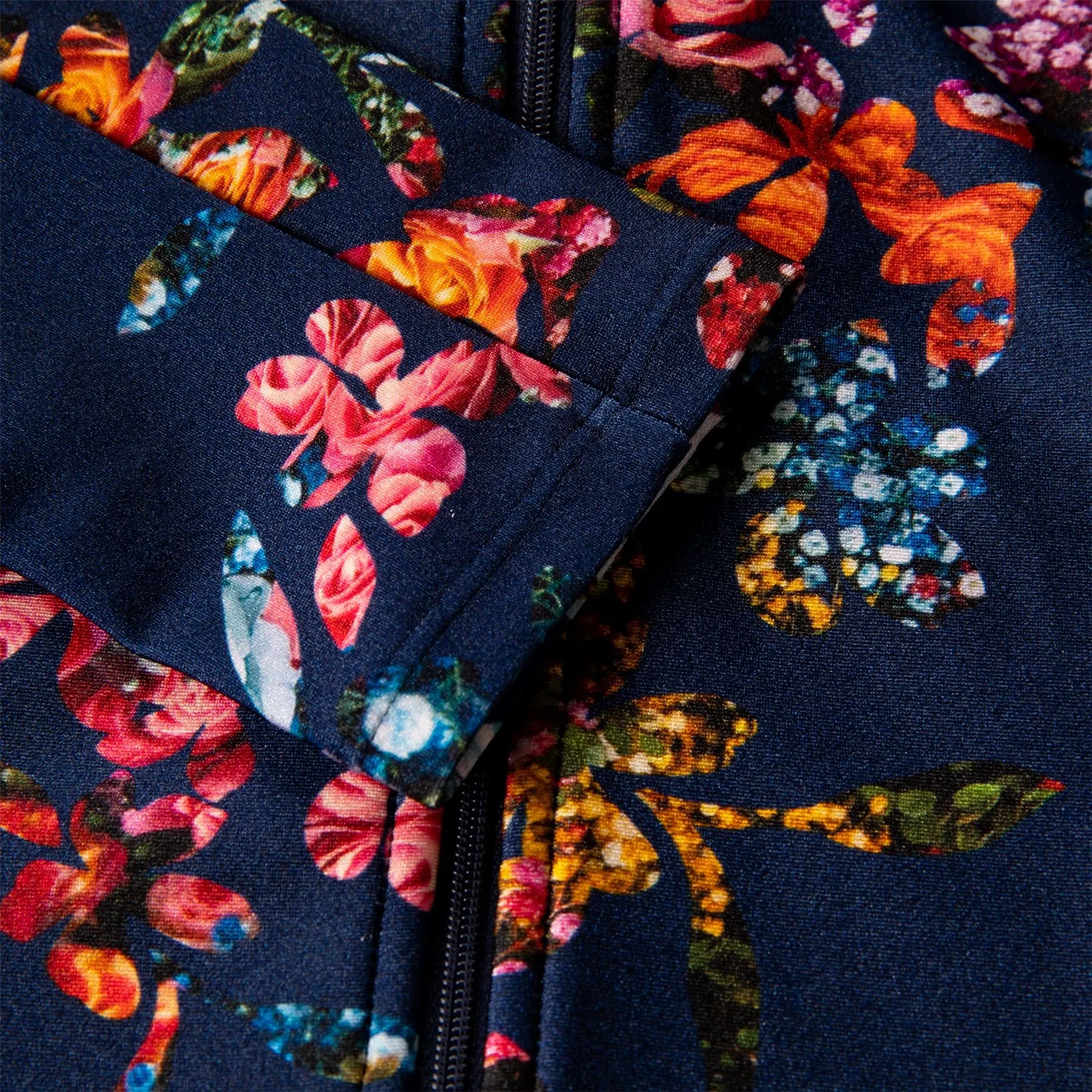 Womens Printed Full Zip Layering Navy Graphic Floral - SS23