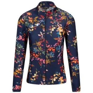Womens Printed Full Zip Layering Navy Graphic Floral - SS23
