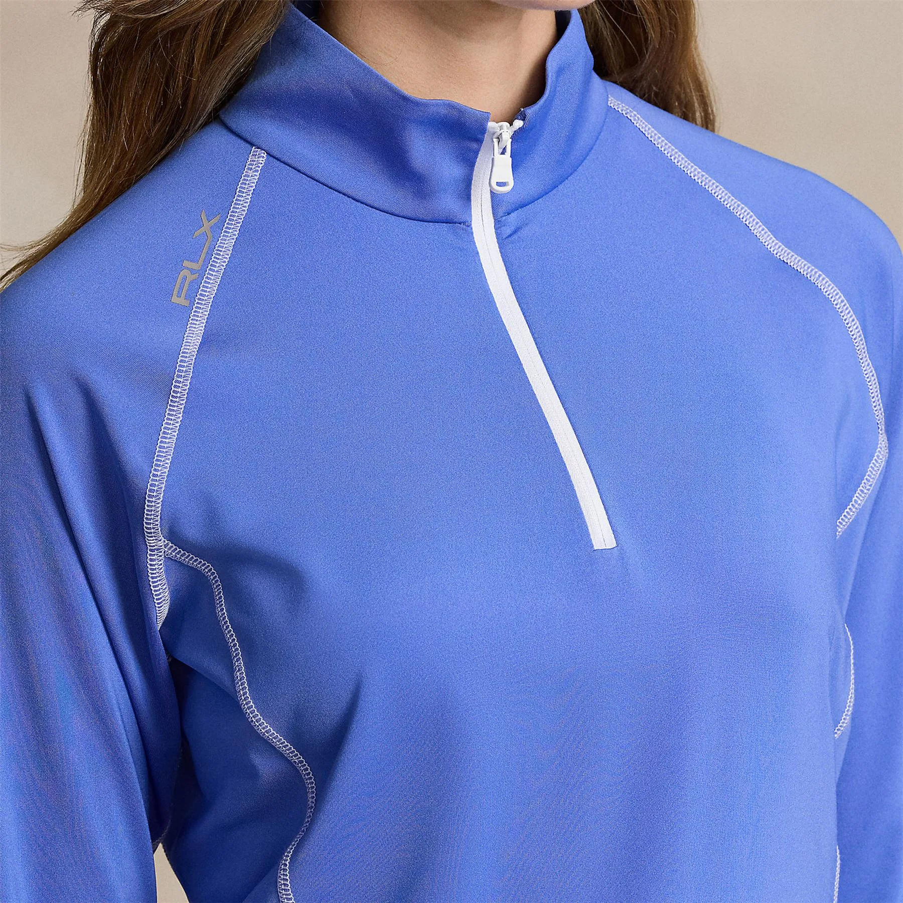 Womens Stretch Jersey Quarter Zip Pullover Summer Blue/Ceramic White - SS24
