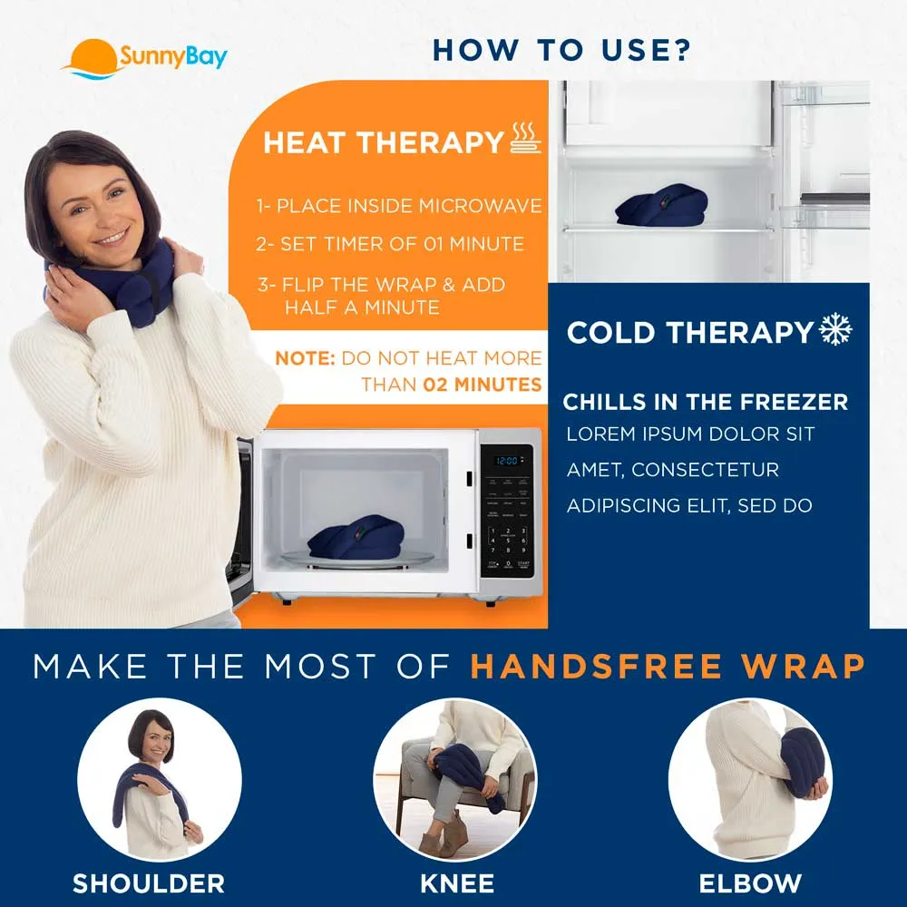 XL Hands-free Microwavable Neck Heating Wrap, Blue